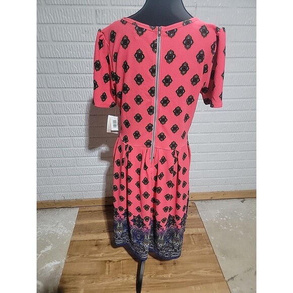 NWT LuLaRoe Amelia Dress XL Pink Ombre Paisley Pleated Stretch Pockets Zip - Picture 6 of 9
